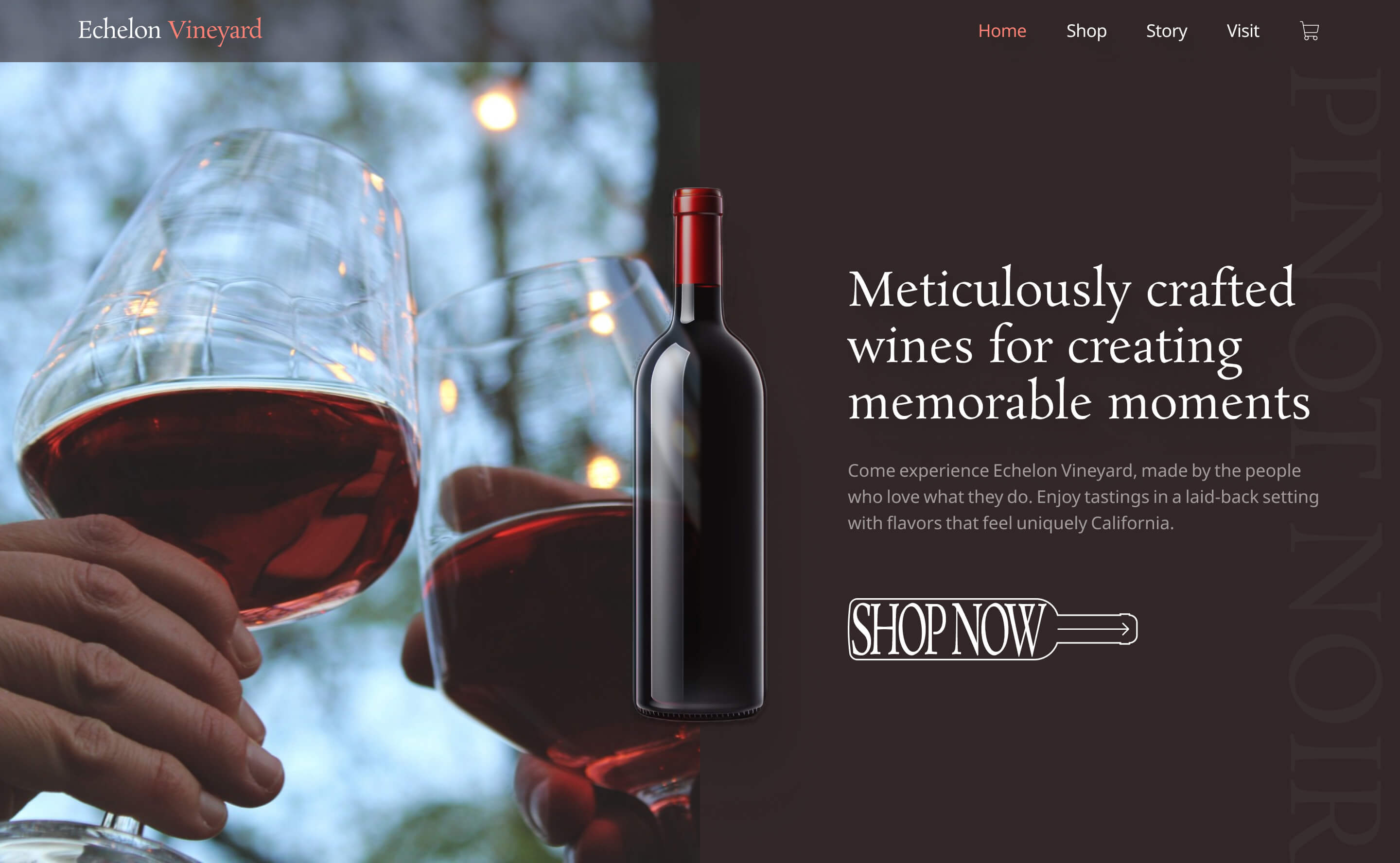 An inviting, elegant winery website design with rich tones and captivating visuals, perfect for showcasing fine wines and enhancing customer engagement.